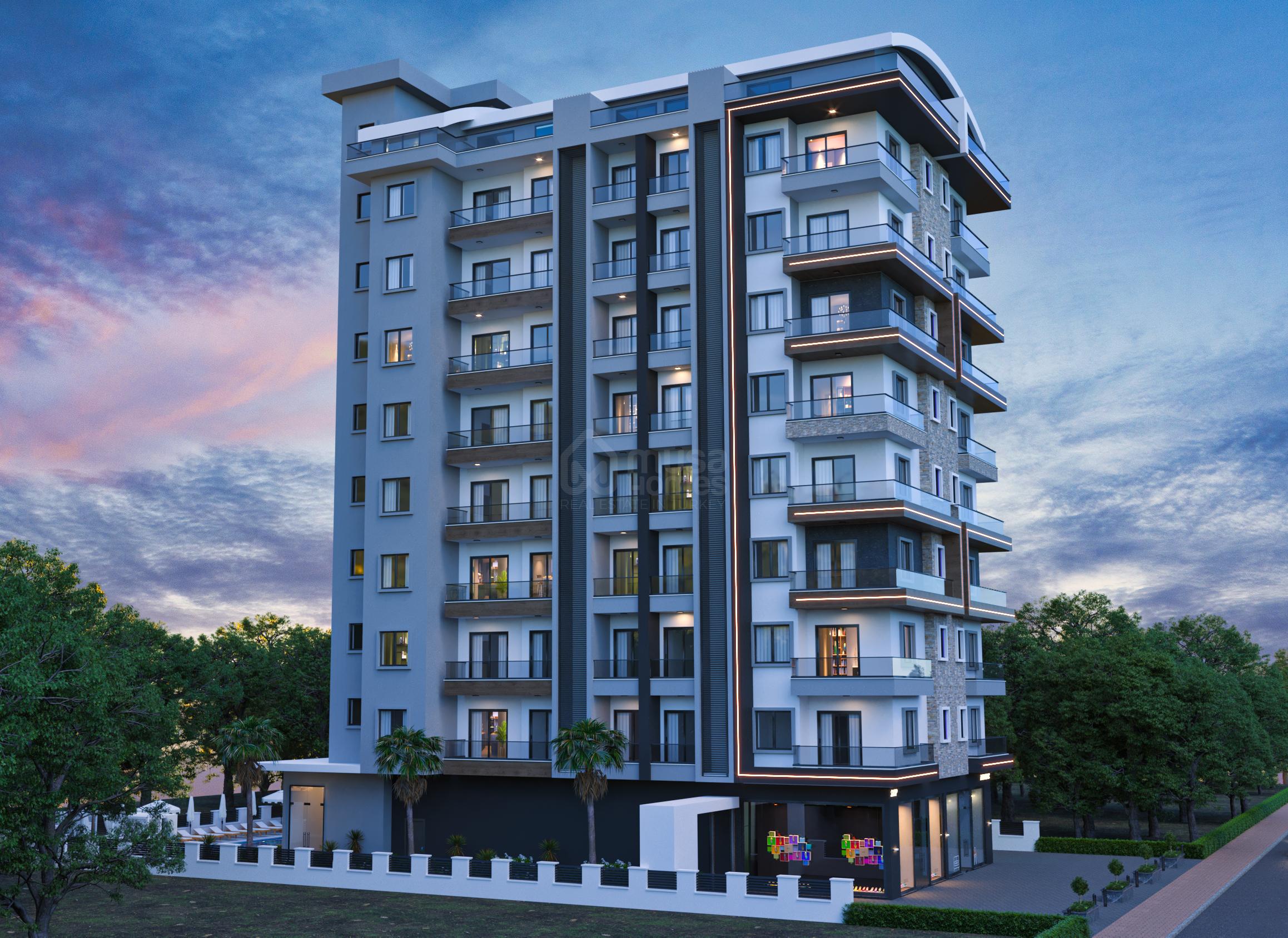 GOLDSUN 12 New Project with 1+1, 2+1 and 3+1 Apartments in Mahmutlar, Alanya