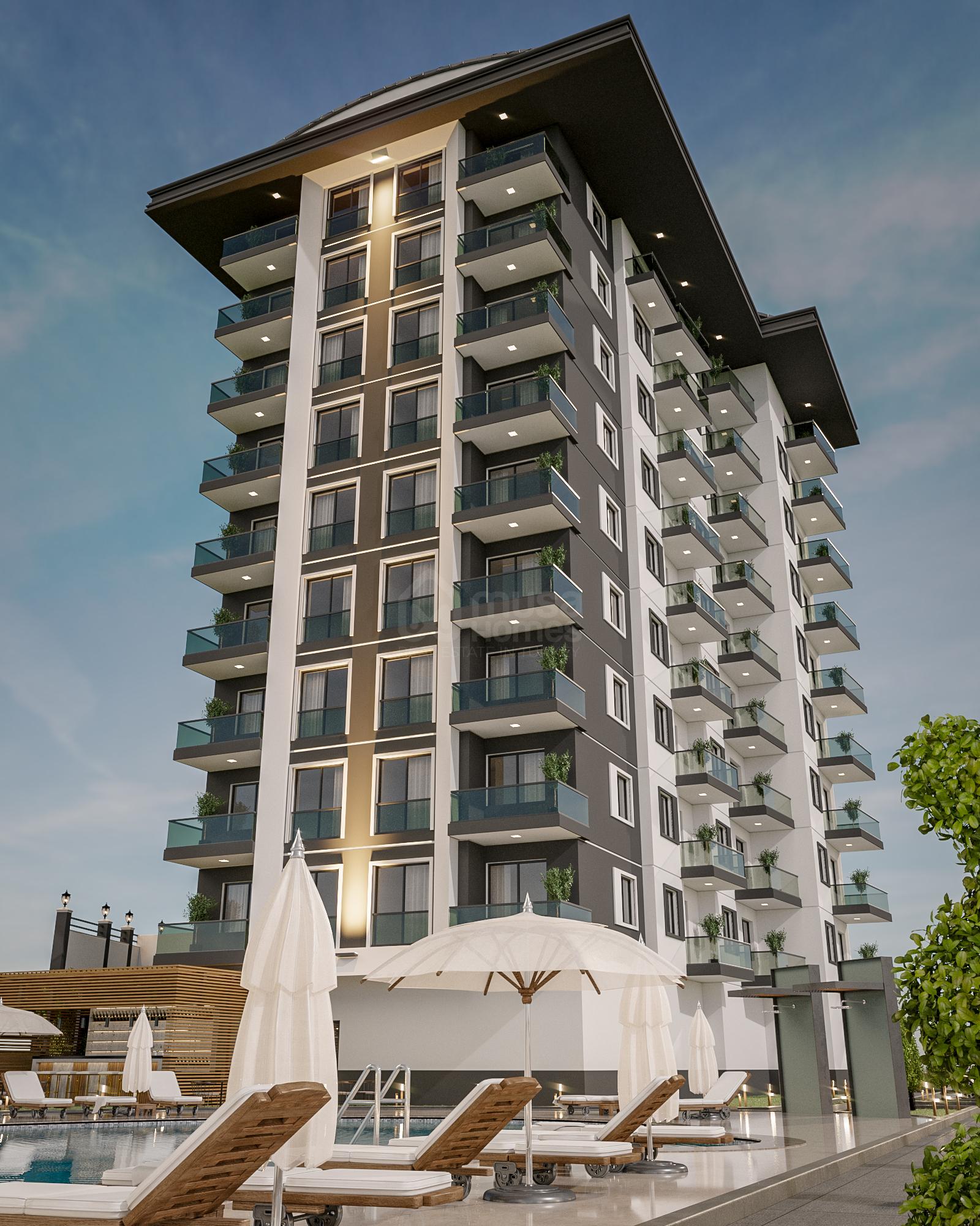 SKY TOWER New Project with 1+1, 2+1 Apartment Types in Avsallar